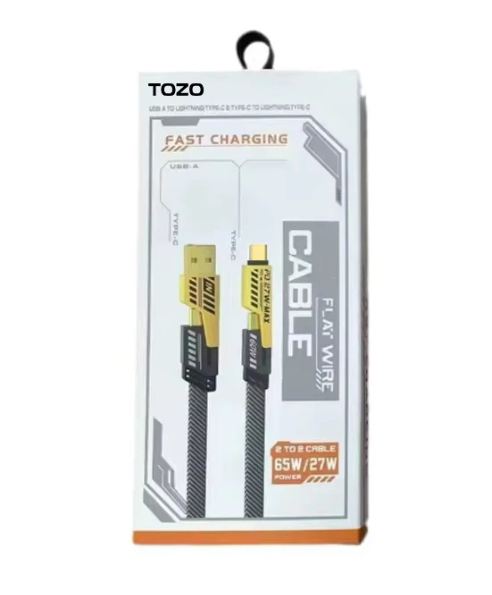 کابل تبدیل USB / USB-C به USB-C / لایتنینگ توزو مدل 4IN1 Flat Wire طول 1 متر